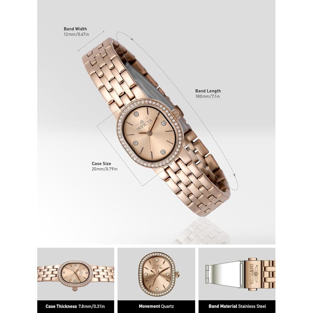 RELOJ INVICTA ANGEL MUJER CUARZO ORO ROSA PLATA - 3