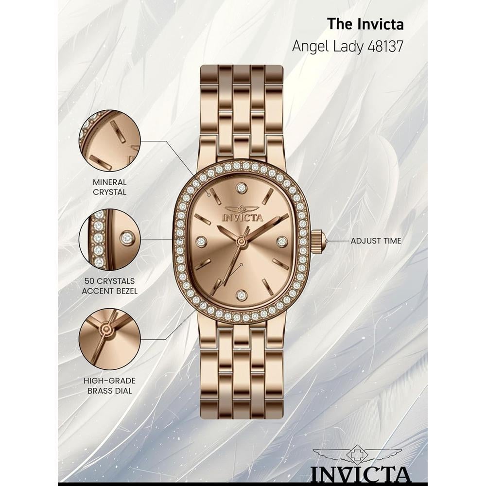 RELOJ INVICTA ANGEL MUJER CUARZO ORO ROSA PLATA - 4