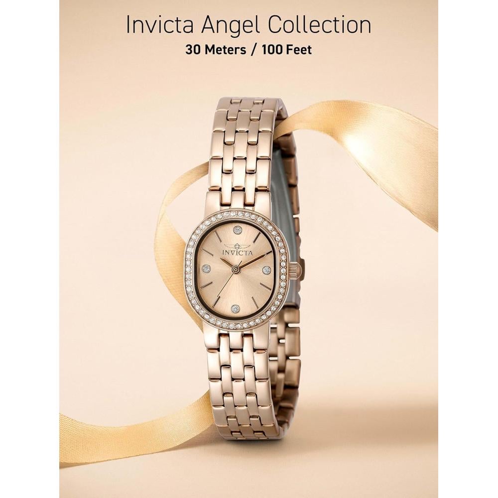 RELOJ INVICTA ANGEL MUJER CUARZO ORO ROSA PLATA - 5
