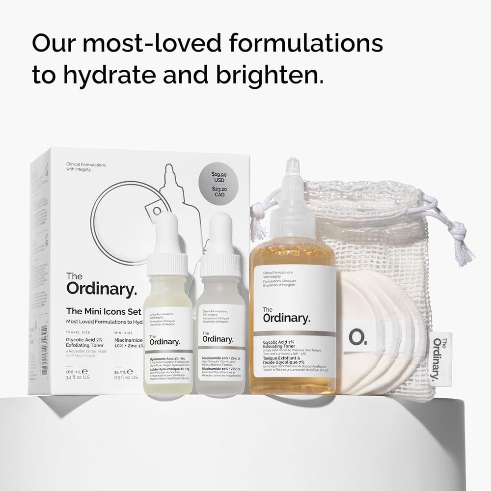 THE ORDINARY SET MINI ICONOS ACIDO GLICOLICO 7% NIACINAMIDA 10% ACIDO HIALURONICO 2% + B5 | 3 PZS - 3