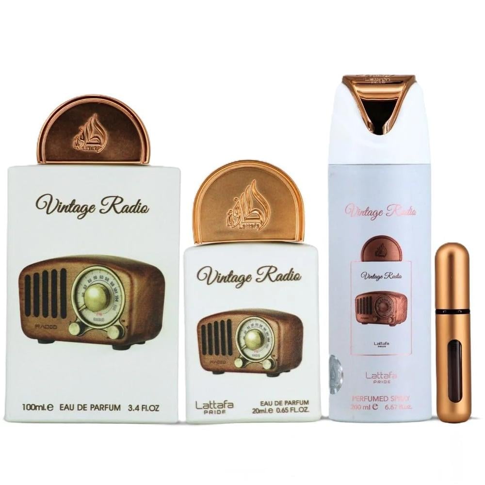 SET DE REGALO LATTAFA PRIDE VINTAGE RADIO EDP HOMBRE 3 PZS - 2