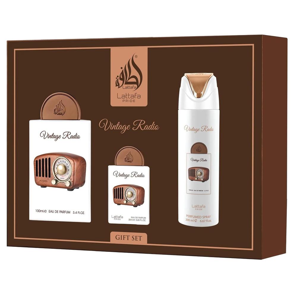 SET DE REGALO LATTAFA PRIDE VINTAGE RADIO EDP HOMBRE 3 PZS - 4