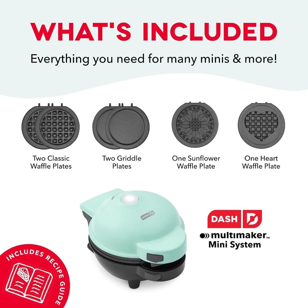 WAFLERA DASH MULTIMAKER MINI CON 6 PLACAS Y ESTUCHE | AQUA - 5