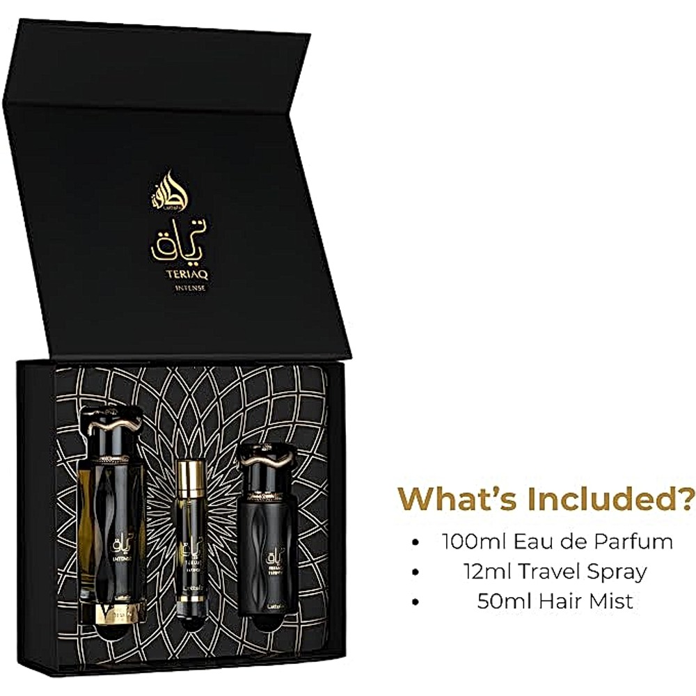 SET DE PERFUME LATTAFA TERIAQ INTENSE UNISEX 3PZS EDP - 4