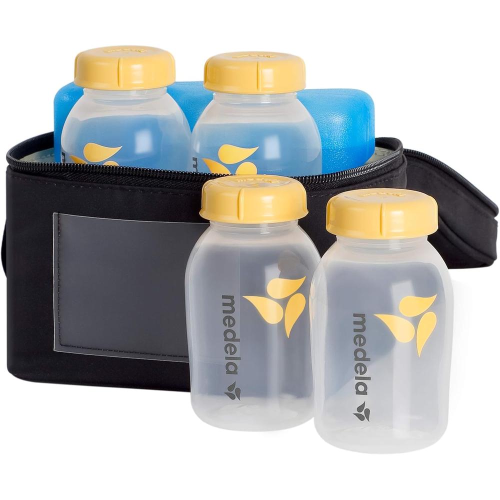 SET ENFRIADOR DE LECHE MATERNA MEDELA CON PACK DE HIELO Y 4 BIBERONES DE 5 OZ - 1