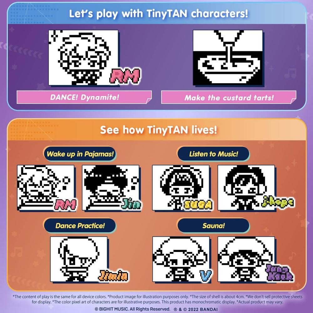 TAMAGOTCHI NANO BTS TINYTAN HUGMY SUGA FIGURA DE VINILO Y MASCOTA ELECTRÓNICA - 6