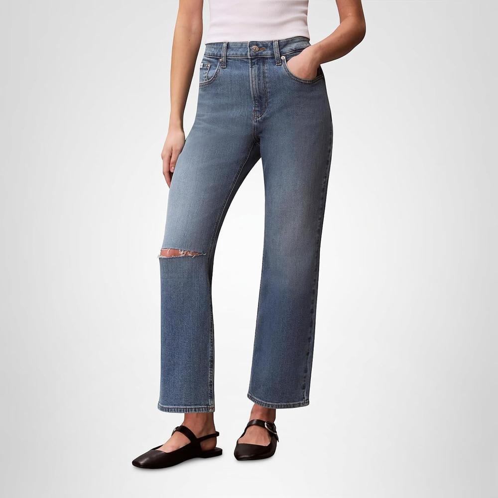 JEAN CALVIN KLEIN HIGH RISE CORTE RECTO - 1