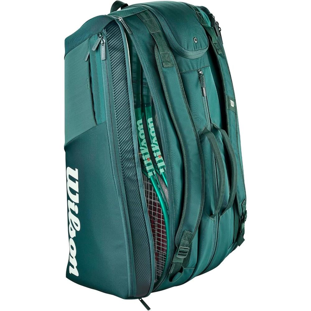 BOLSO WILSON BLADE V10 VERDE PINO CAPACIDAD 15 RAQUETAS - 3