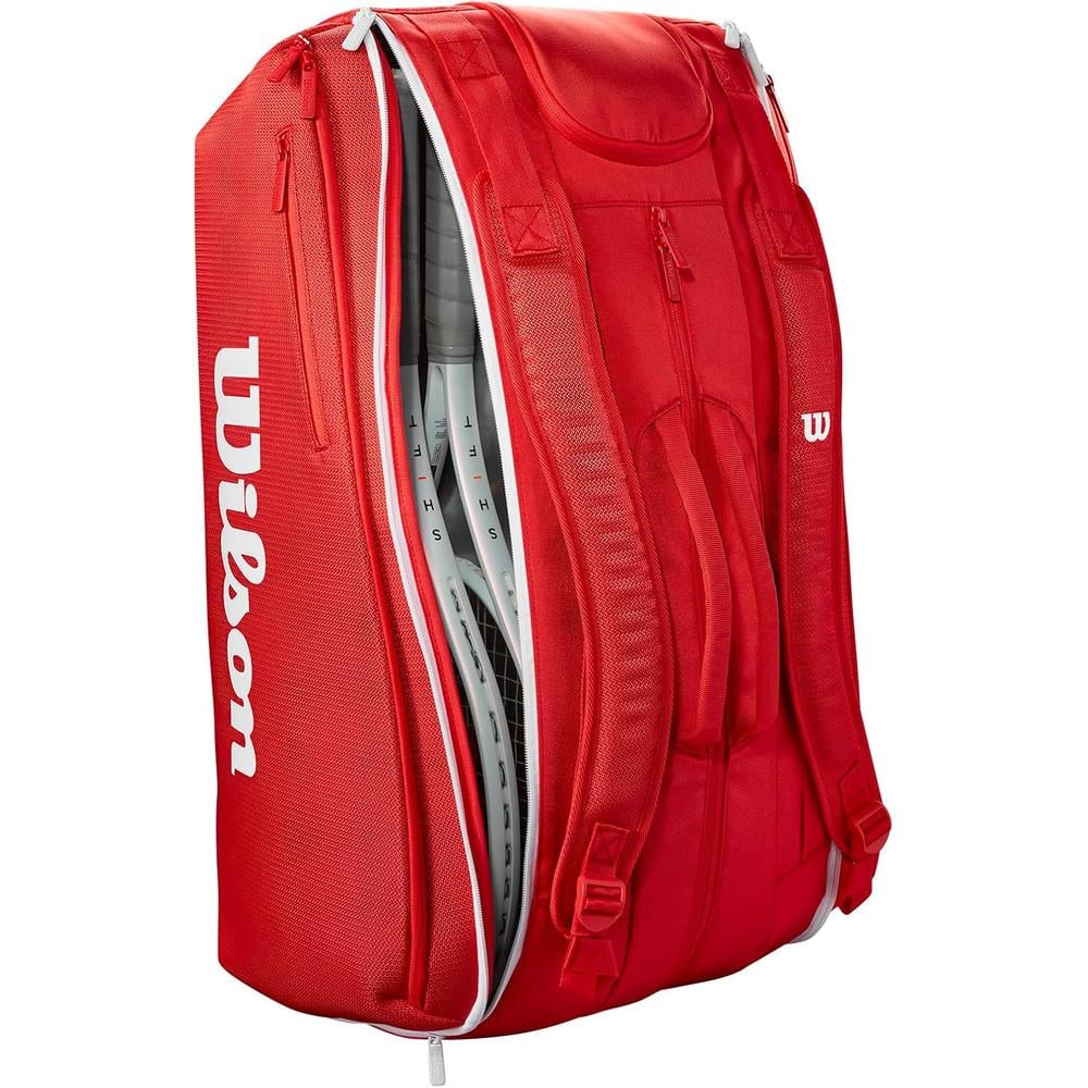 BOLSO WILSON SUPER TOUR 2025 RED CAPACIDAD 16 RAQUETAS - 3