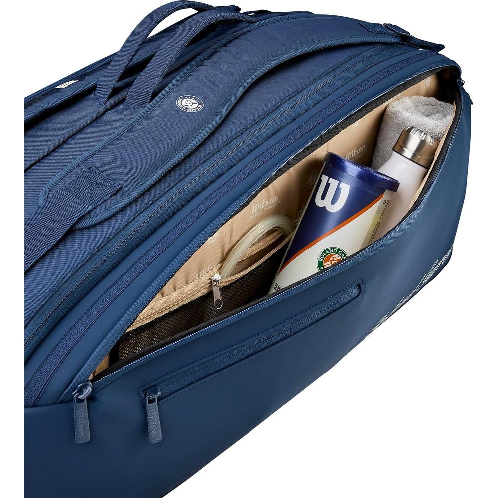 BOLSO WILSON ROLAND GARROS 2026 AZUL CAPACIDAD 9 RAQUETAS - 6