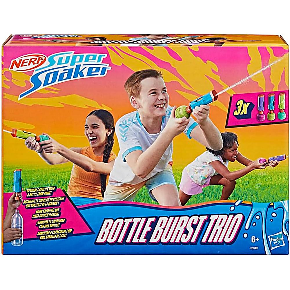 NERF LANZADORES SUPER SOAKER BOTTLE BURST TRIO DE 3 PIEZAS - 1