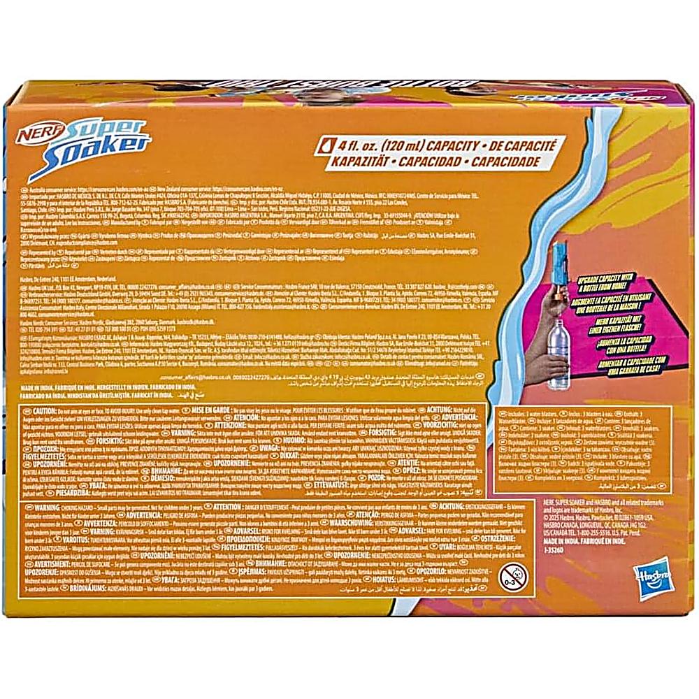 NERF LANZADORES SUPER SOAKER BOTTLE BURST TRIO DE 3 PIEZAS - 4