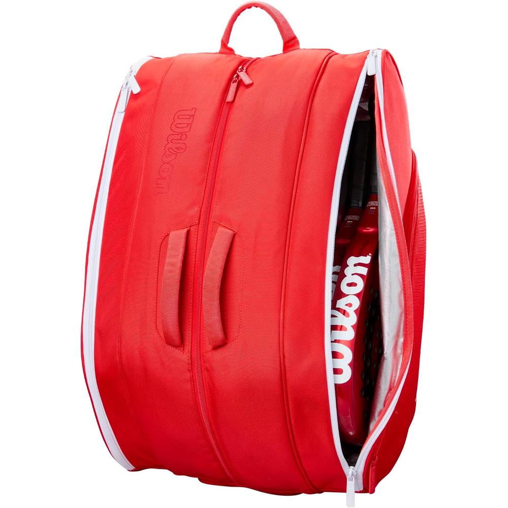 BOLSO DE PÁDEL WILSON TOUR CAPACIDAD 6 RAQUETAS ROJO/BLANCO - 5