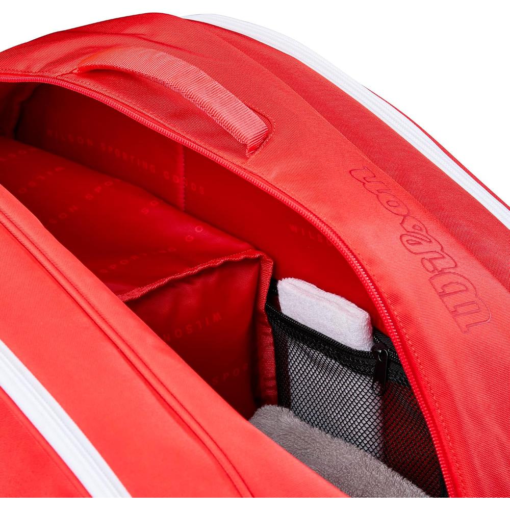 BOLSO DE PÁDEL WILSON TOUR CAPACIDAD 6 RAQUETAS ROJO/BLANCO - 6