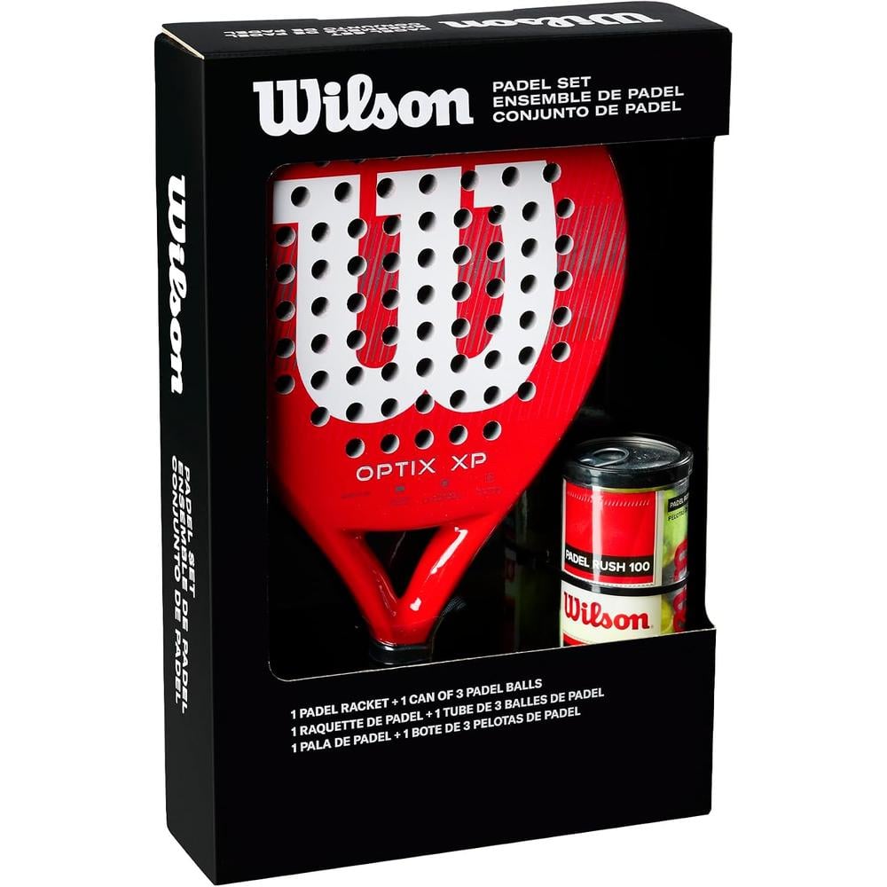 KIT DE PÁDEL WILSON OPTIX XP RAQUETA ROJA + 3 PELOTAS - 2