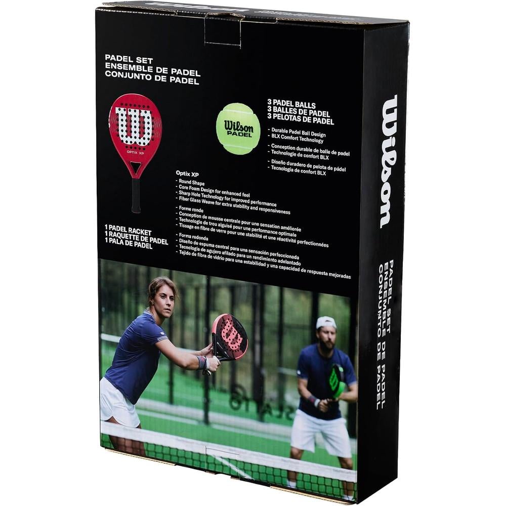 KIT DE PÁDEL WILSON OPTIX XP RAQUETA ROJA + 3 PELOTAS - 3