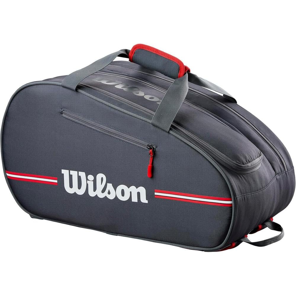 BOLSO DE PÁDEL WILSON TEAM CAPACIDAD 4 RAQUETAS NEGRO/ROJO - 1