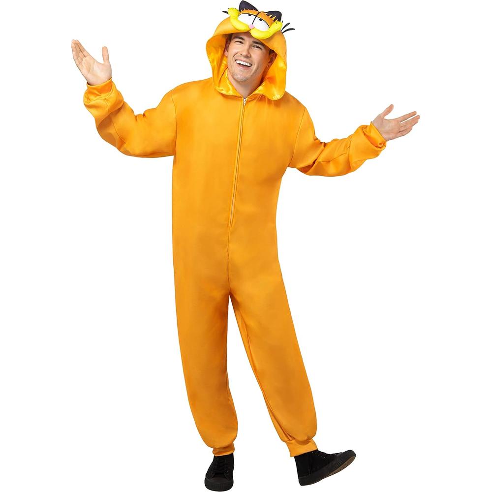 DISFRAZ GARFIELD JUMPSUIT CON CAPUCHA PARA ADULTO - 1