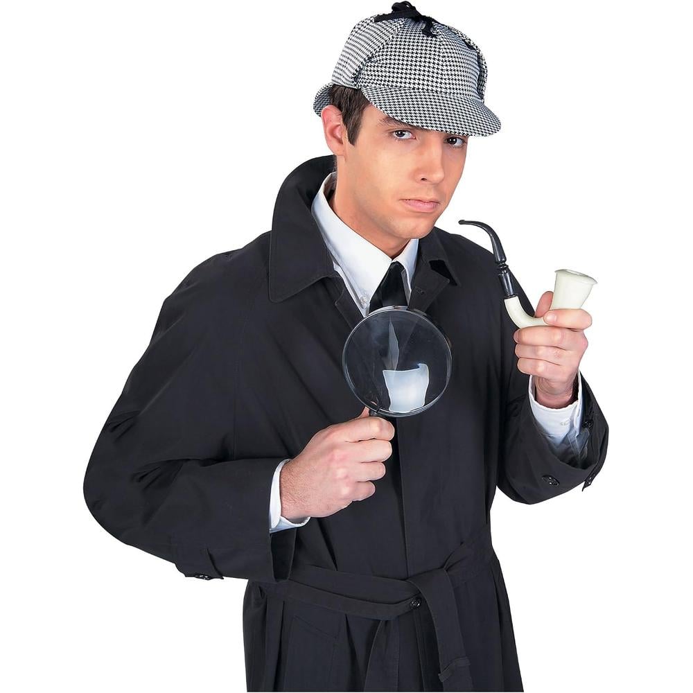 DISFRAZ KIT DETECTIVE CON SOMBRERO LUPA Y PIPA PARA ADULTO - 1