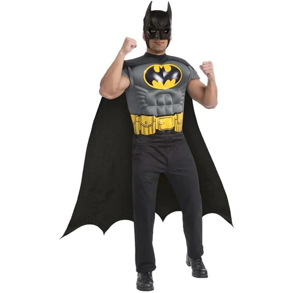DISFRAZ BATMAN PECHO MUSCULOSO CON CAPA Y MÁSCARA PARA ADULTO - 1