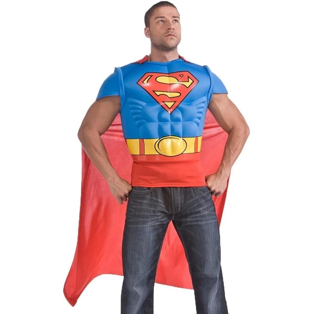 DISFRAZ SUPERMAN PECHO MUSCULOSO CON CAPA PARA ADULTO - 1