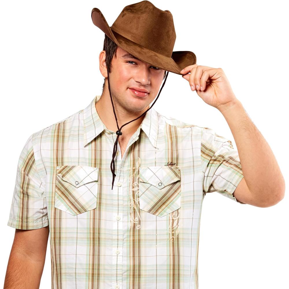 DISFRAZ SOMBRERO VAQUERO GAMUZA SINTÉTICA PARA ADULTO | MARRÓN - 1