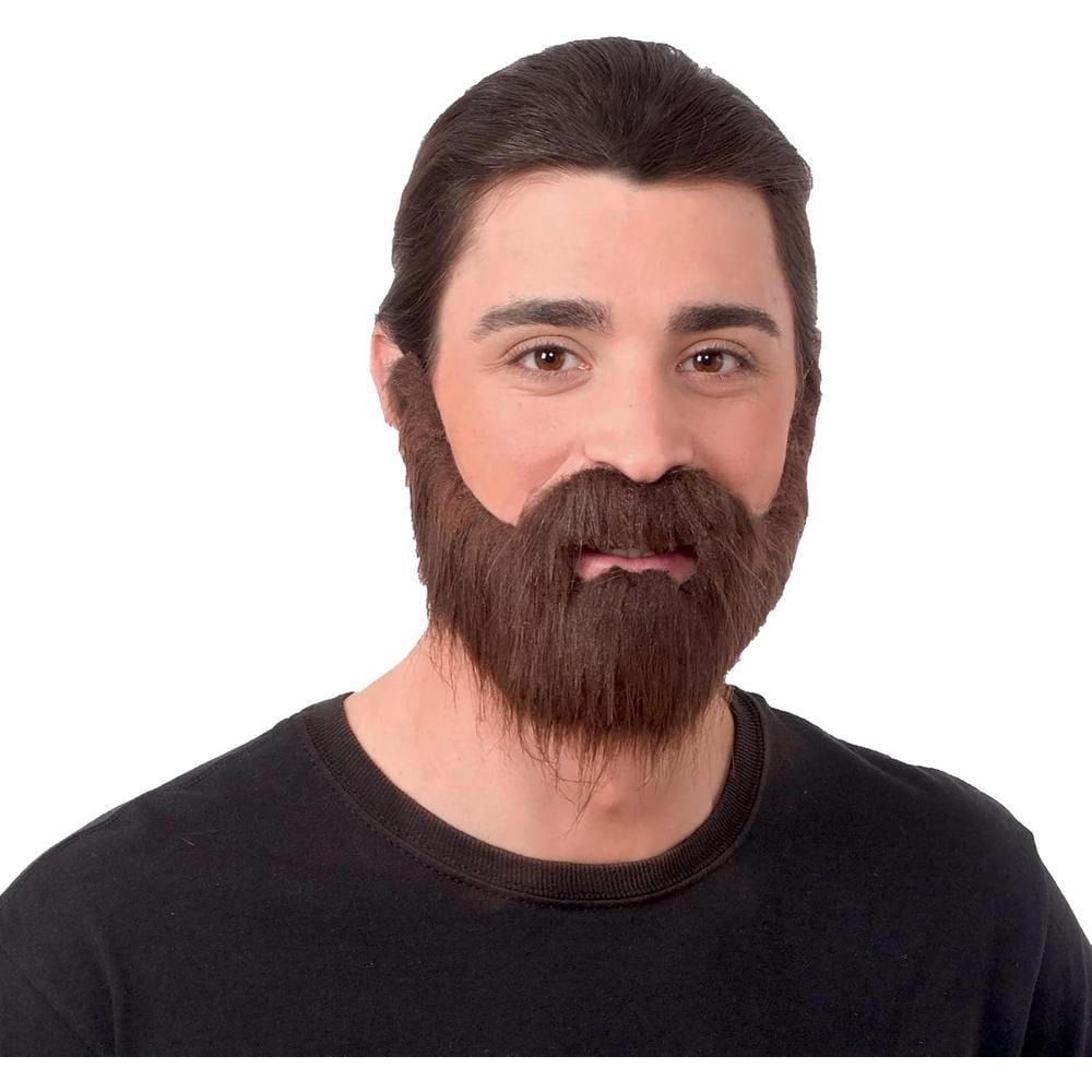 DISFRAZ BARBA Y BIGOTE MARRÓN PARA ADULTO - 1