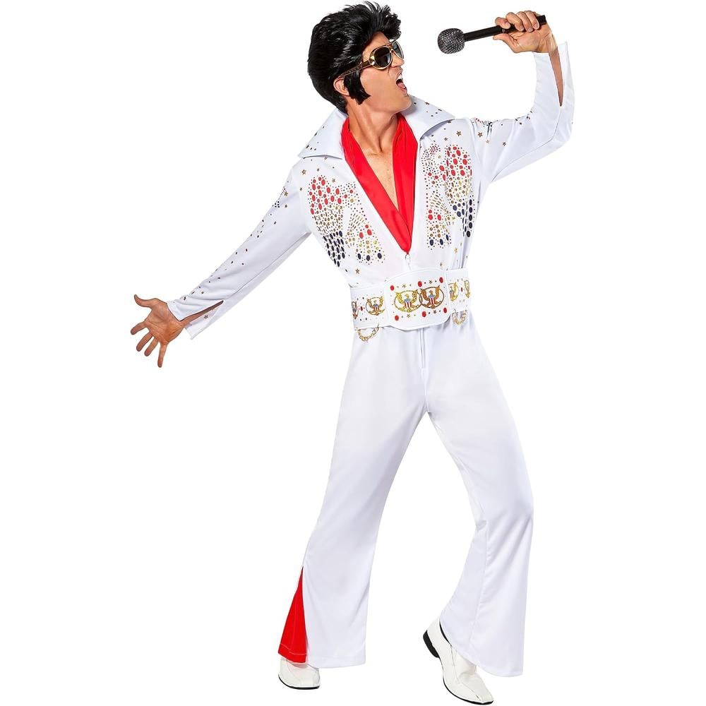 DISFRAZ ELVIS PRESLEY JUMPSUIT BLANCO PARA ADULTO | L - 1