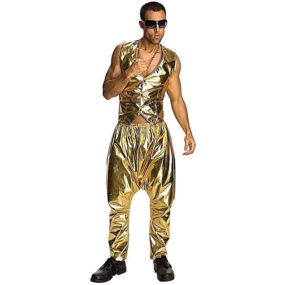 DISFRAZ MC HAMMER PANTALÓN LAMINADO ORO PARA ADULTO - 1