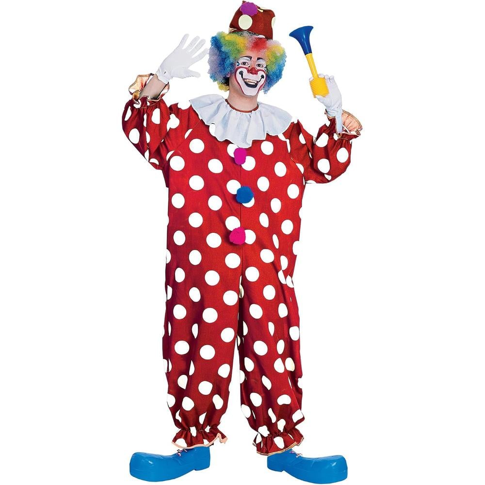 DISFRAZ PAYASO CON LUNARES PARA ADULTO | ROJO - 1