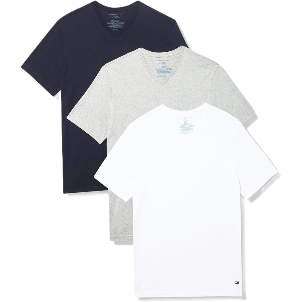 CAMISETA INTERIOR TOMMY HILFIGER COTTON CLASSIC V-NECK 3 PACK PARA HOMBRE | MULTICOLOR - 1