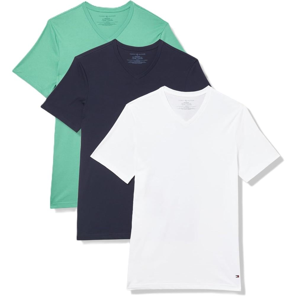 CAMISETA INTERIOR TOMMY HILFIGER COTTON CLASSIC V-NECK 3 PACK PARA HOMBRE | MULTICOLOR - 1