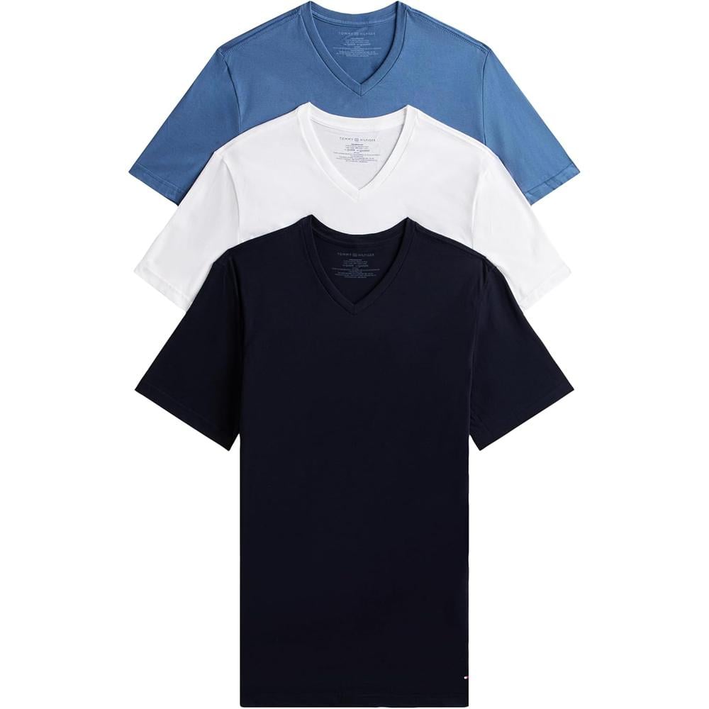 CAMISETA INTERIOR TOMMY HILFIGER COTTON CLASSIC V-NECK 3 PACK PARA HOMBRE | MULTICOLOR - 1