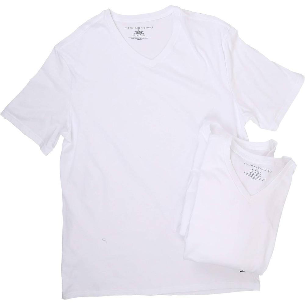 CAMISETA INTERIOR TOMMY HILFIGER COTTON CLASSIC V-NECK 3 PACK PARA HOMBRE | BLANCO - 1