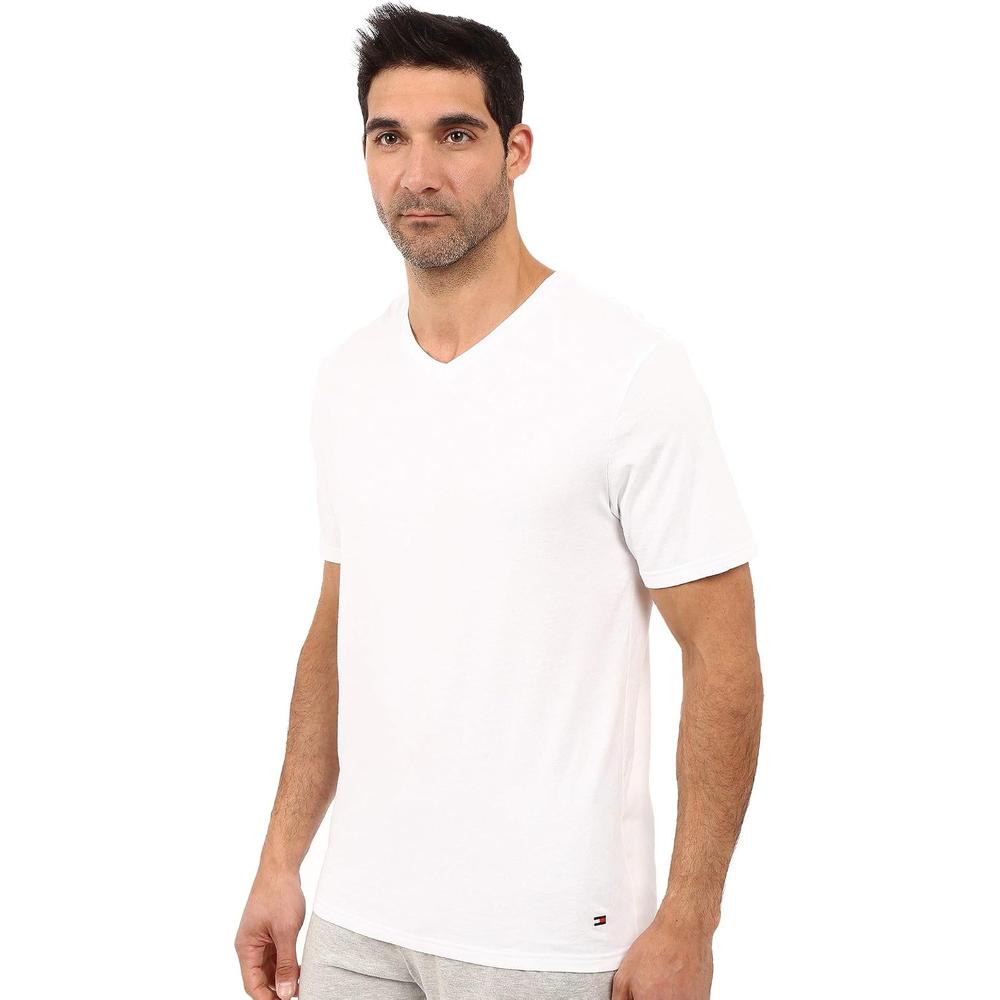 CAMISETA INTERIOR TOMMY HILFIGER COTTON CLASSIC V-NECK 3 PACK PARA HOMBRE | BLANCO - 3