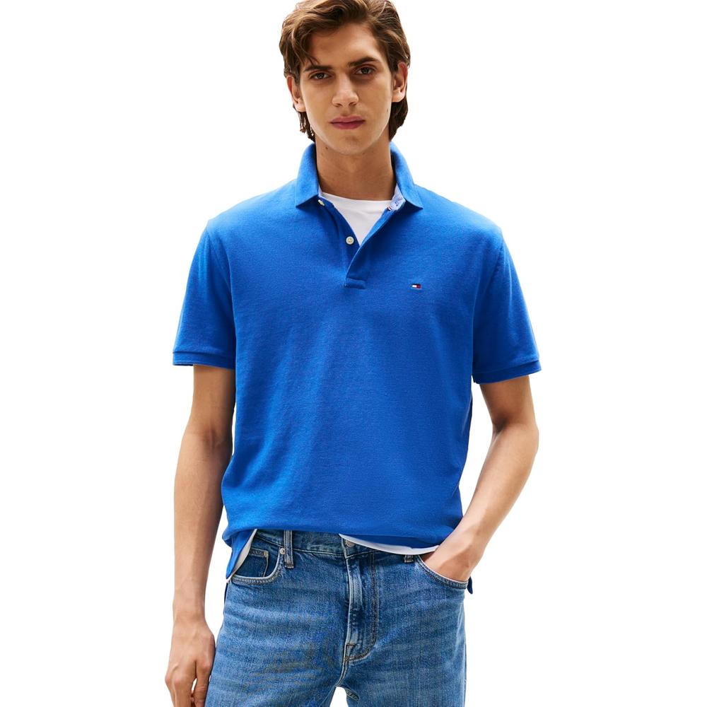 POLO PARA HOMBRE TOMMY HILFIGER CLASSIC FIT MANGA CORTA AZUL COBALTO JASPEADO - 1