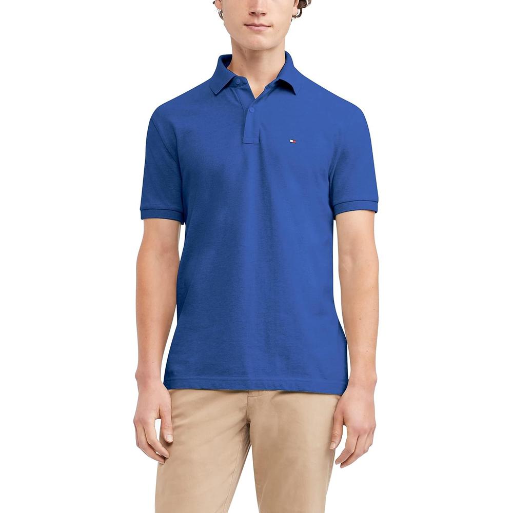 POLO PARA HOMBRE TOMMY HILFIGER REGULAR FIT MANGA CORTA AZUL JASPEADO CLARO - 1