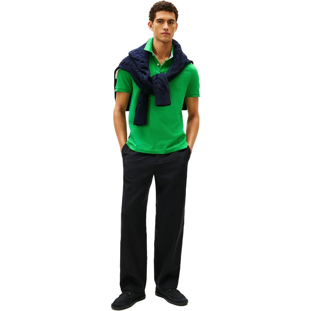 POLO PARA HOMBRE TOMMY HILFIGER REGULAR FIT MANGA CORTA VERDE HELECHO - 3