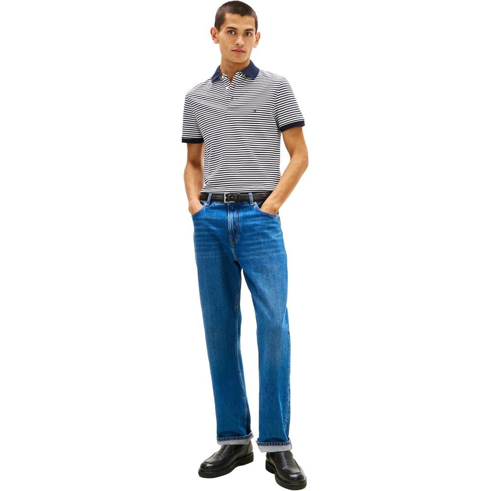 POLO PARA HOMBRE TOMMY HILFIGER 1985 SLIM FIT MANGA CORTA AZUL CIELO DESÉRTICO BLANCO - 3