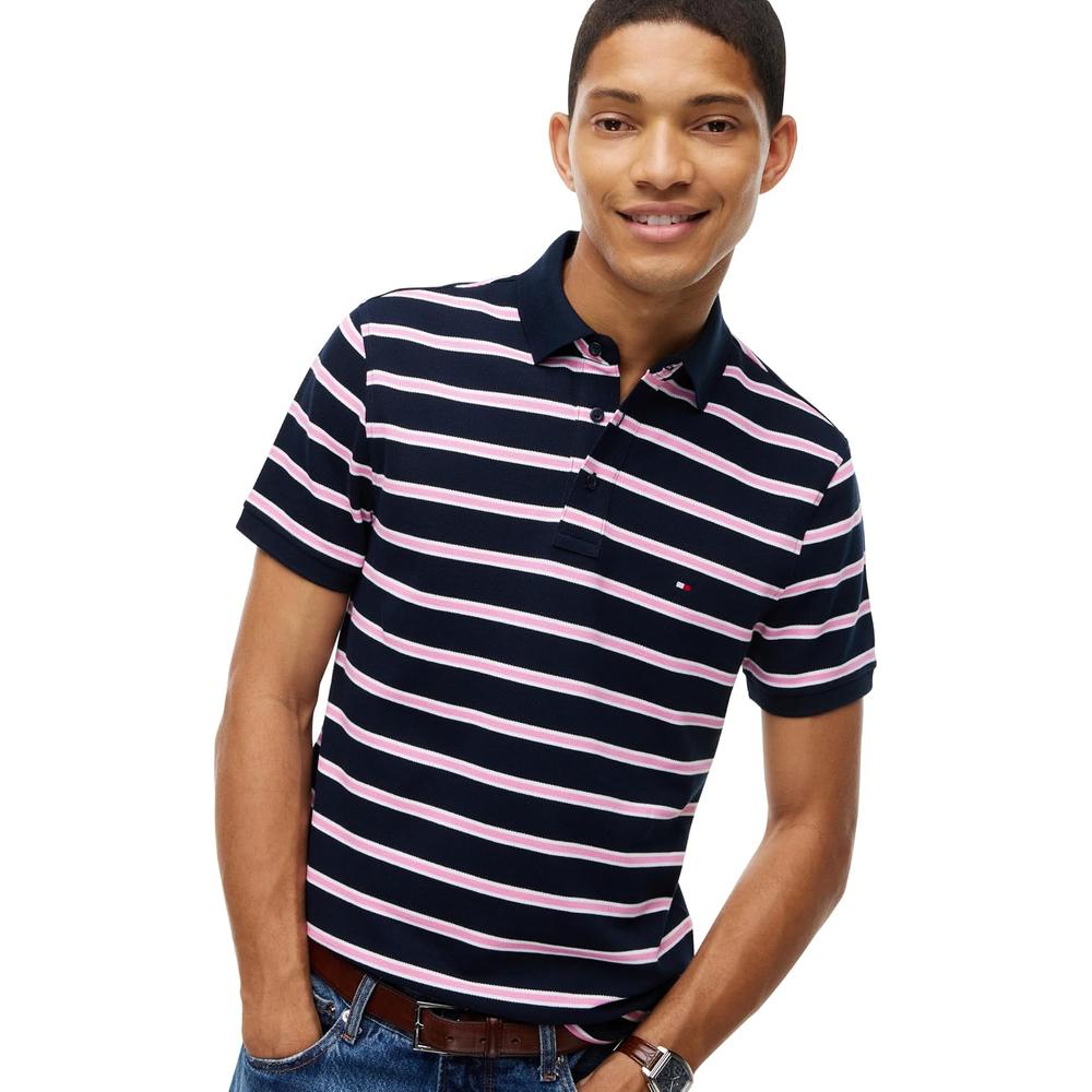 POLO PARA HOMBRE TOMMY HILFIGER 1985 SLIM FIT MANGA CORTA AZUL MARINO ROSA BLANCO - 2