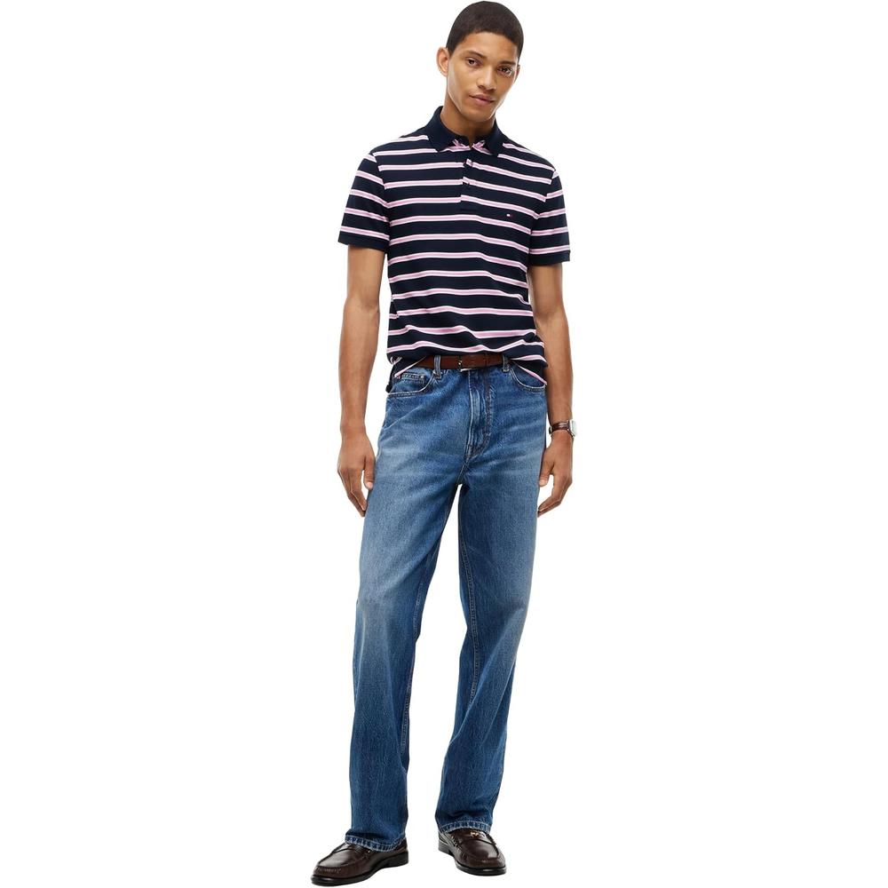 POLO PARA HOMBRE TOMMY HILFIGER 1985 SLIM FIT MANGA CORTA AZUL MARINO ROSA BLANCO - 3