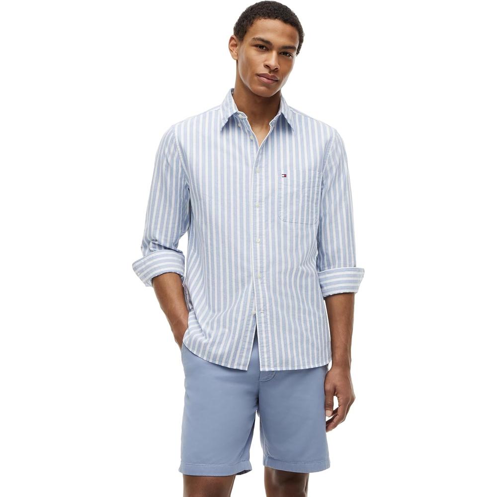 CAMISA PARA HOMBRE TOMMY HILFIGER OXFORD REGULAR FIT MANGA LARGA AZUL REGAL RAYAS - 1