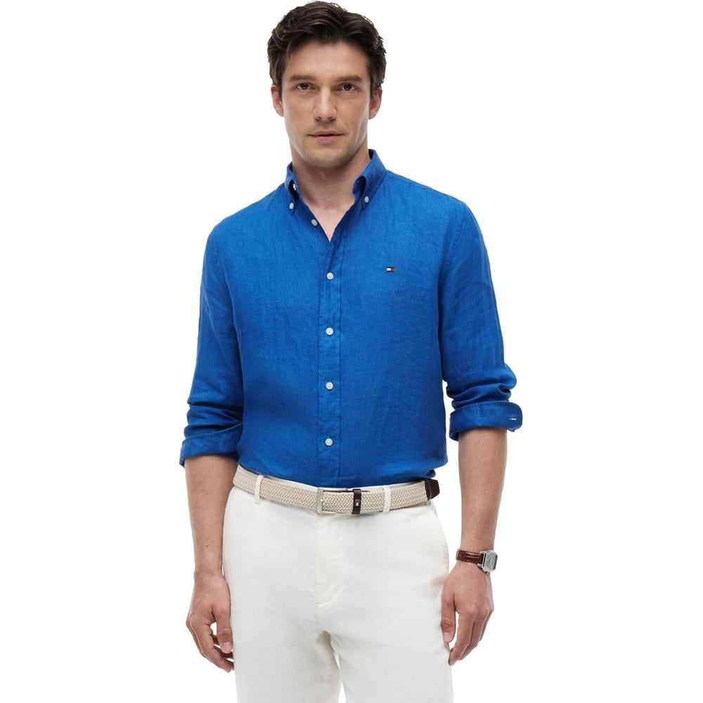 CAMISA PARA HOMBRE TOMMY HILFIGER REGULAR FIT MANGA LARGA AZUL ÓRBITA - 1