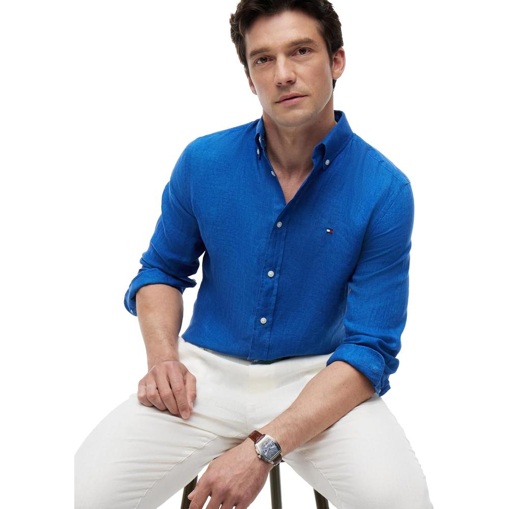 CAMISA PARA HOMBRE TOMMY HILFIGER REGULAR FIT MANGA LARGA AZUL ÓRBITA - 2