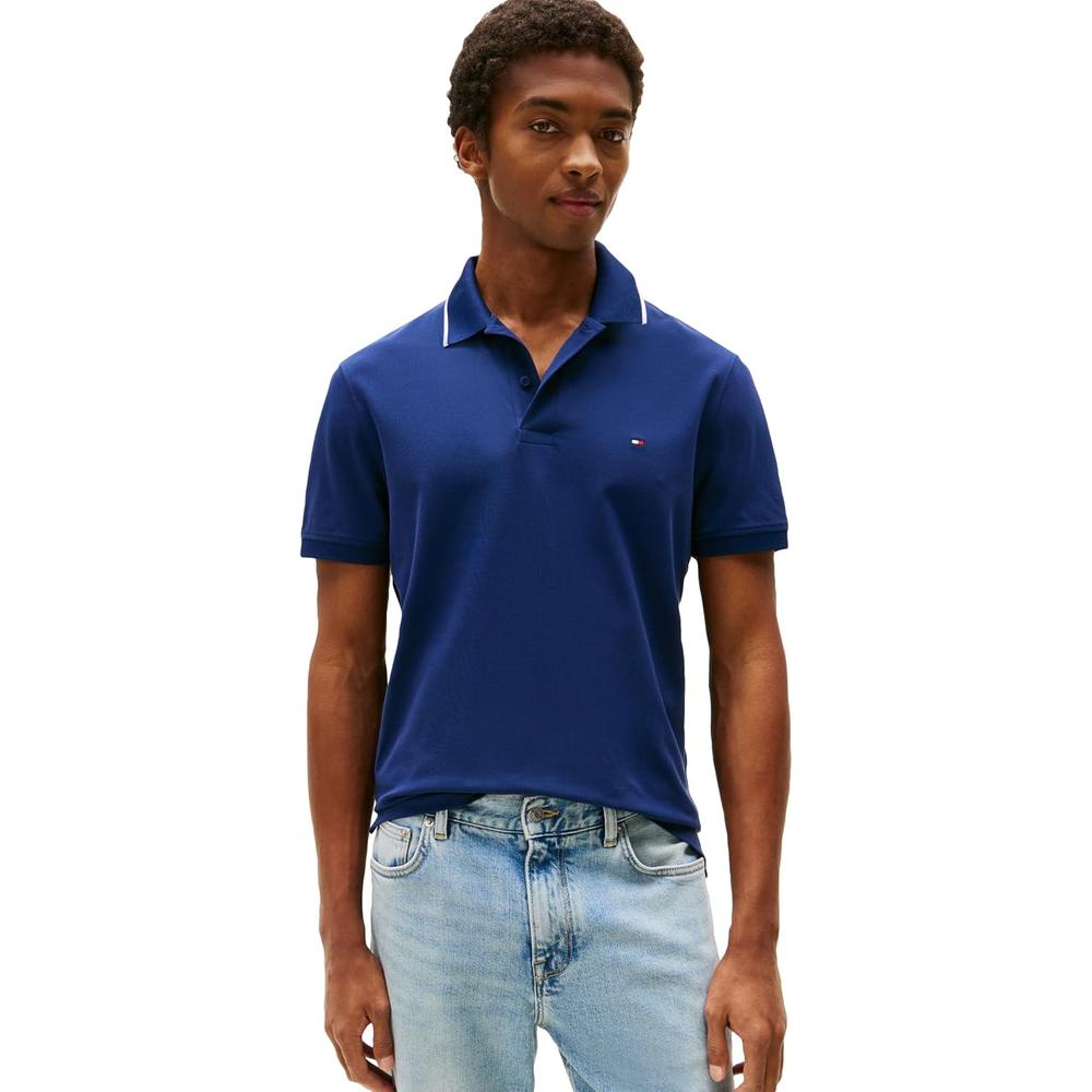 POLO PARA HOMBRE TOMMY HILFIGER REGULAR FIT MANGA CORTA AZUL CIELO CON DETALLE - 1