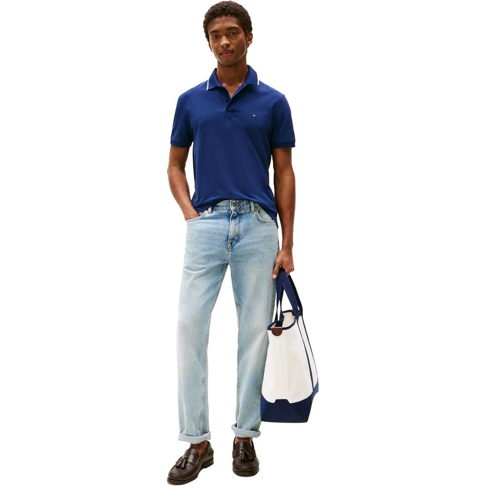 POLO PARA HOMBRE TOMMY HILFIGER REGULAR FIT MANGA CORTA AZUL CIELO CON DETALLE - 3
