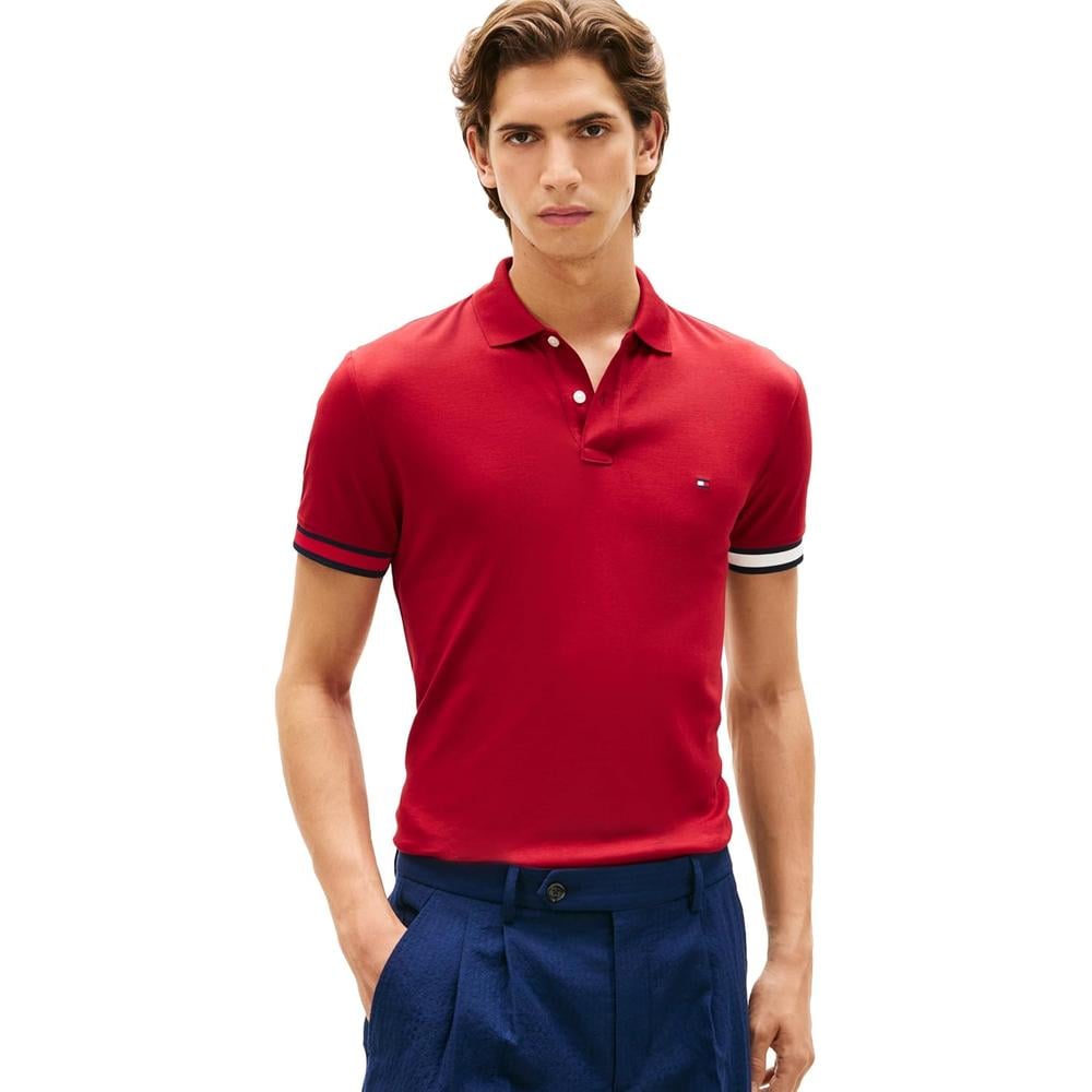 POLO PARA HOMBRE TOMMY HILFIGER LIQUID COTTON SLIM FIT MANGA CORTA ROJO REGATA - 1