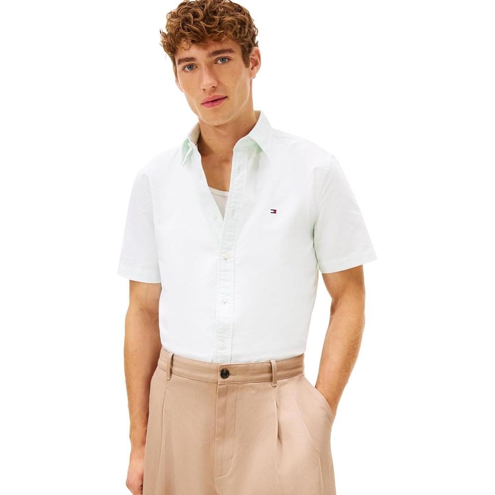 CAMISA PARA HOMBRE TOMMY HILFIGER REGULAR FIT MANGA CORTA VERDE ÓPALO - 1