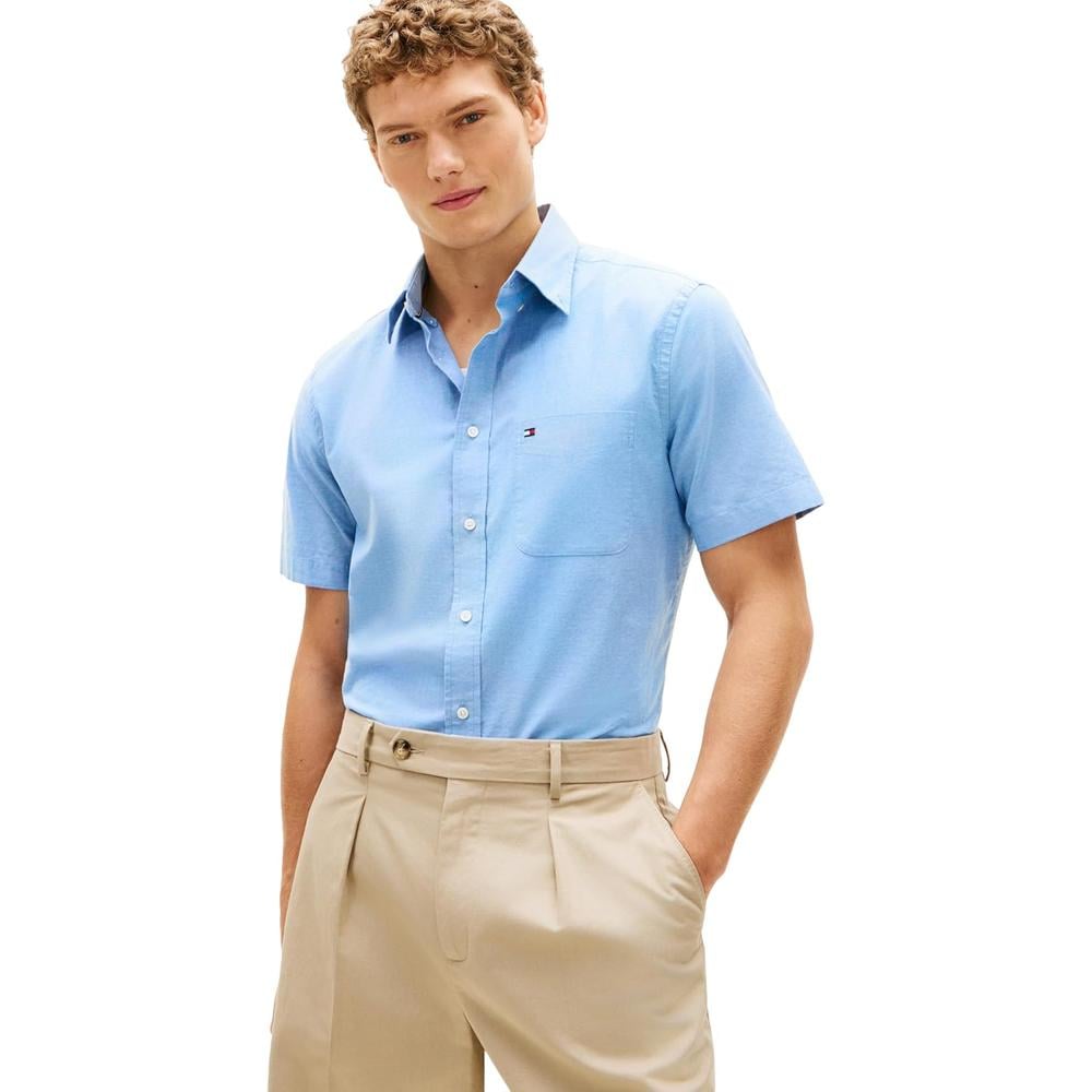 CAMISA PARA HOMBRE TOMMY HILFIGER REGULAR FIT MANGA CORTA AZUL MEDIO - 1