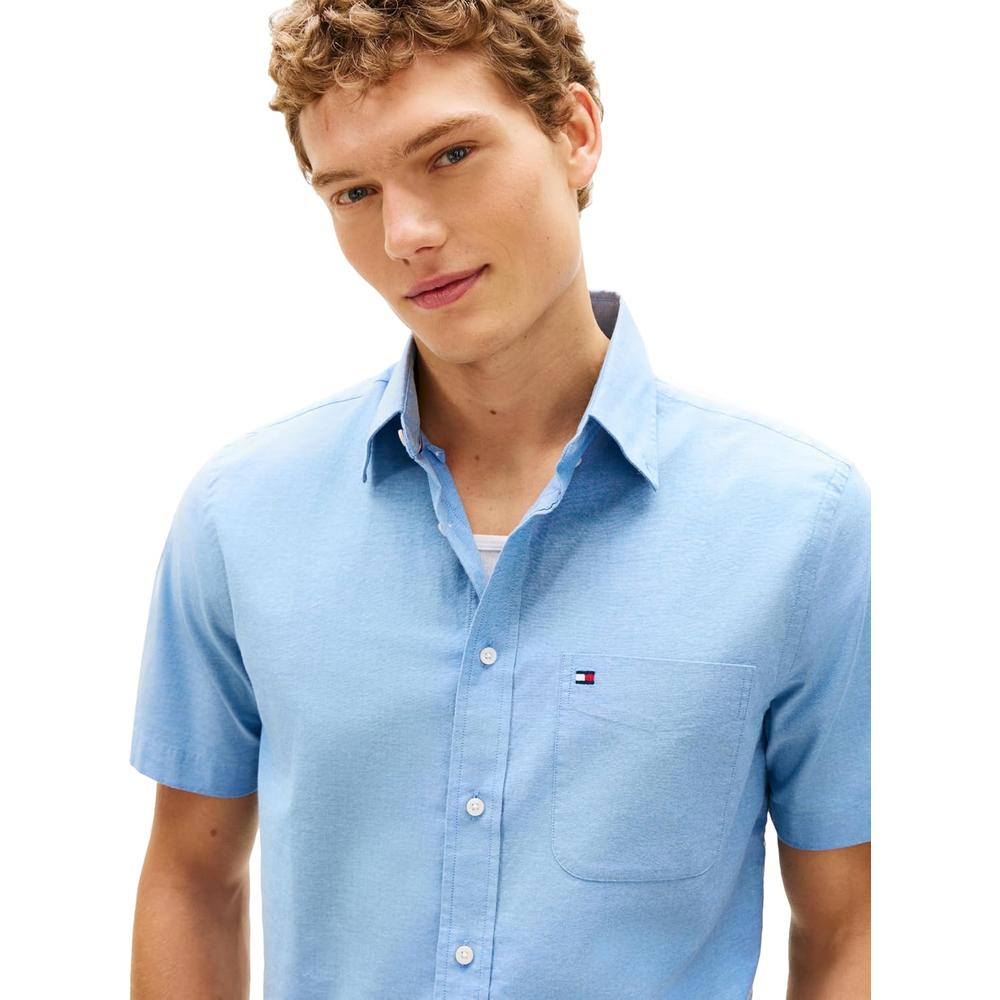 CAMISA PARA HOMBRE TOMMY HILFIGER REGULAR FIT MANGA CORTA AZUL MEDIO - 2